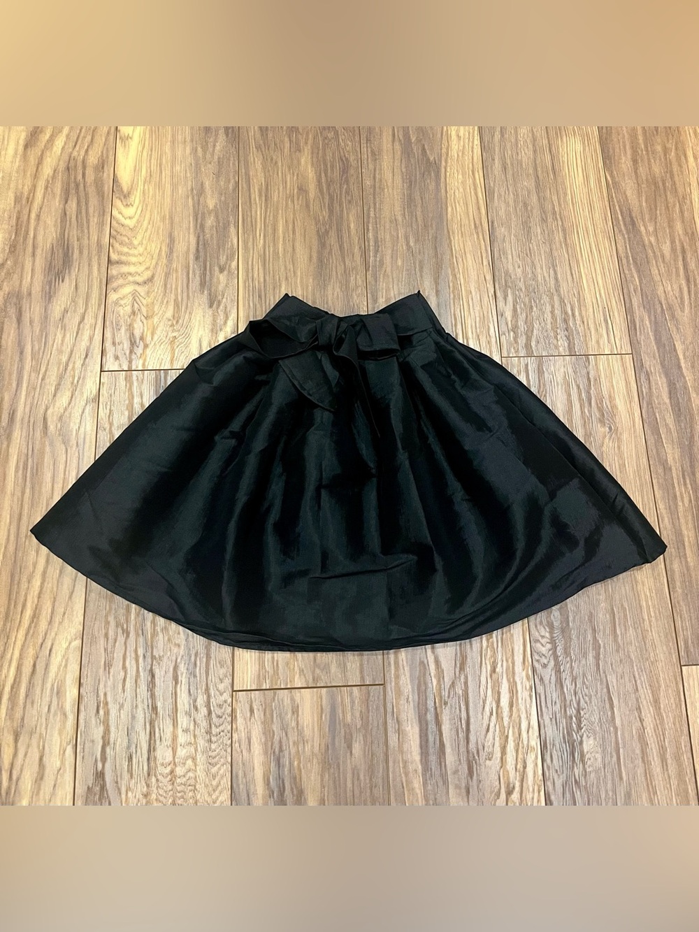 Elegant Black A-Line Skirt with Bow Waist